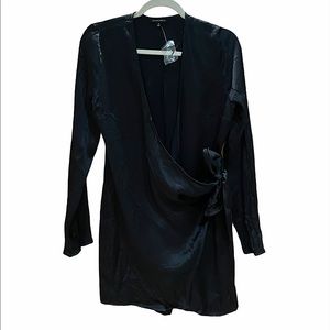 Black silk side tie dress